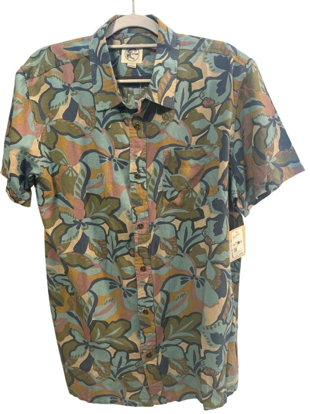 NWT O'Neill Linen Blend Floral Mens Shirt Size Large